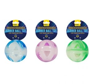 Smart Choice Glow In The Dark Rubber Ball Dog Toy 8cm