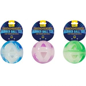 Smart Choice Glow In The Dark Rubber Ball Dog Toy 8cm