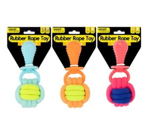 Smart Choice Rubber & Rope Knot Ball Dog Toy 15cm