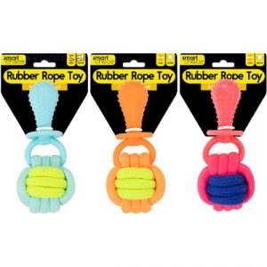 Smart Choice Rubber & Rope Knot Ball Dog Toy 15cm