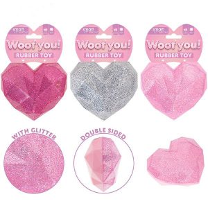 Smart Choice Squeaky Rubber Glitter Heart Dog Toy 9.5cm