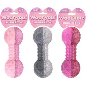 Smart Choice Squeaky Rubber Glitter Dumbbell Dog Toy 9cm