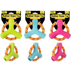 Smart Choice Rubber & Rope Ring Dog Toy 15cm