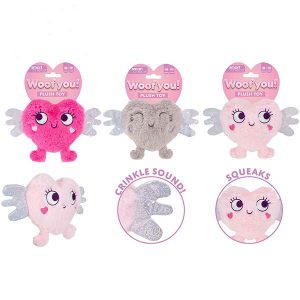 Smart Choice Squeaky Crinkle Plush Love Heart Dog Toy