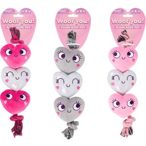 Smart Choice Squeaky Plush Rope Heart Dog Toy 37cm