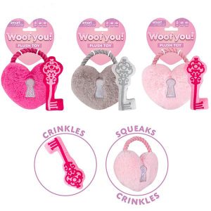 Smart Choice Squeaky Plush & Rope Heart Padlock Dog Toy 2pc