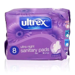 Ultrex Ultra Night Heavy Flow Sanitary Pads with Ultra Fit Wings Pack Of 8