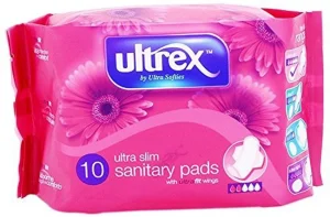 Ultrex Ultra Slim Sanitary Pads with Ultra Fit Wings Pack Of 10