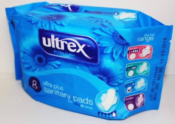 Ultrex Ultra Plus Sanitary Pads with Ultra Fit Wings Pack Of 8