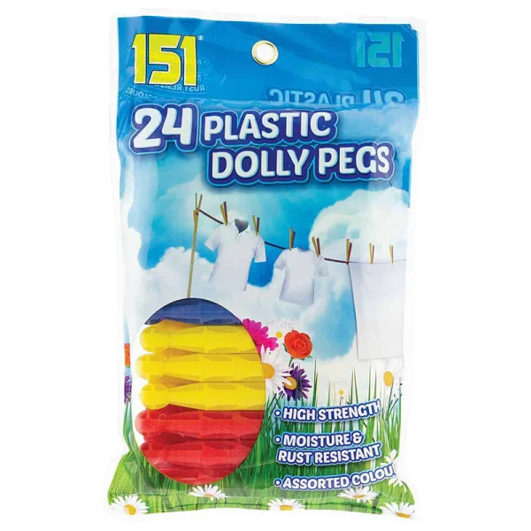 151 Plastic Dolly Pegs Pack Of 24