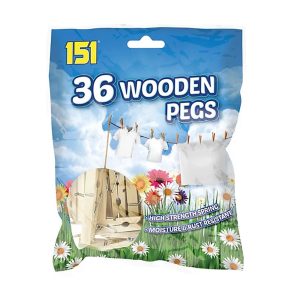 151 Wooden Clothes Pegs Pack Of 36