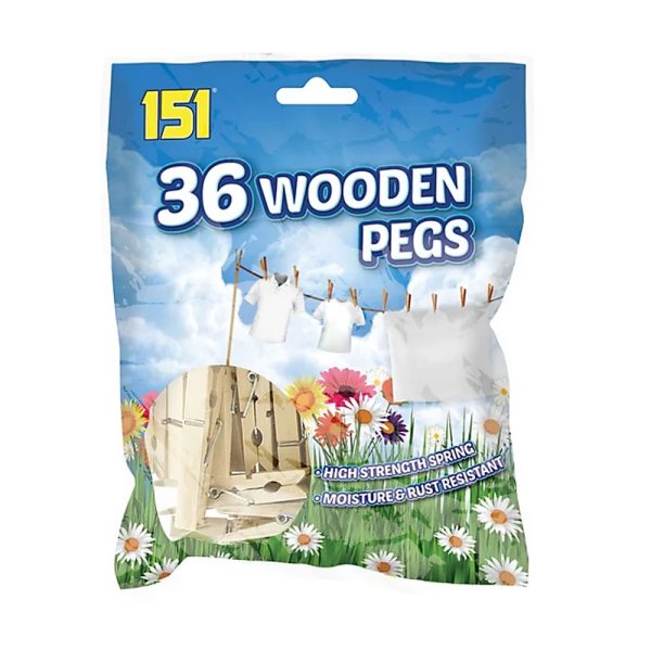 151 Wooden Clothes Pegs Pack Of 36
