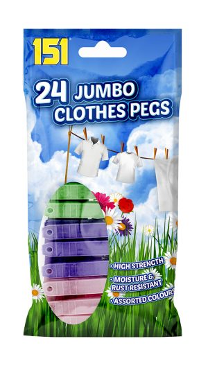 151 Jumbo Plastic Clothes Pegs Pack Of 24