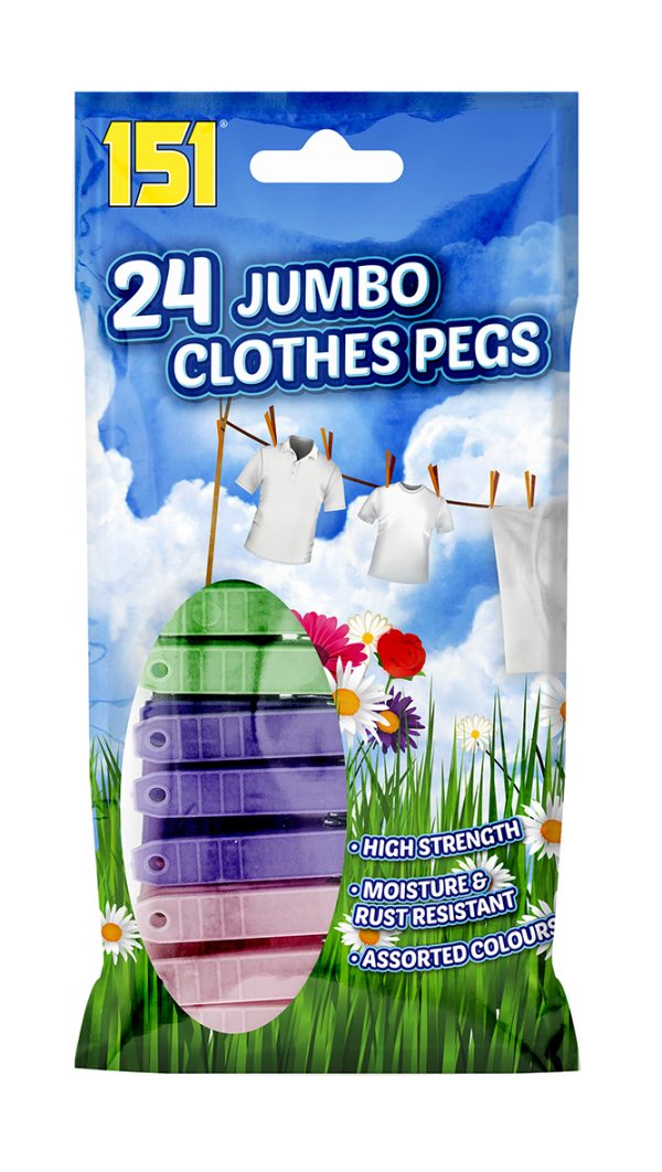 151 Jumbo Plastic Clothes Pegs Pack Of 24