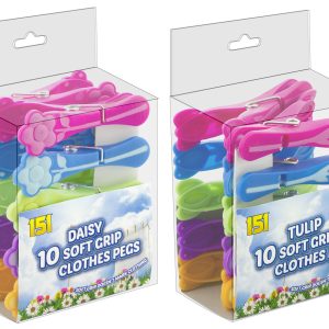 151 Soft Grip Flower Clothes Pegs Pack Of 10