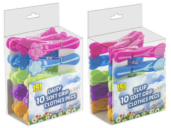 151 Soft Grip Flower Clothes Pegs Pack Of 10