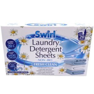 Swirl Non-Bio Fresh Clean Laundry Detergent Sheets Pack Of 20