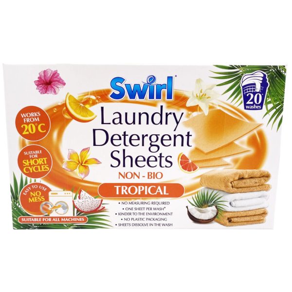 Swirl Non-Bio Tropical Laundry Detergent Sheets Pack Of 20