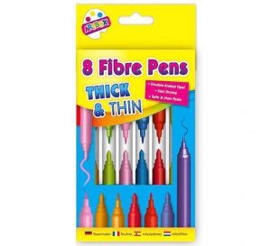 Artbox Thick & Thin Assorted Colour Fibre Pens Pack Of 8