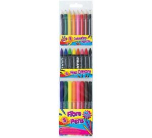 Artbox Assorted Colour Pen, Pencil & Crayon Colouring Set Pack Of 24
