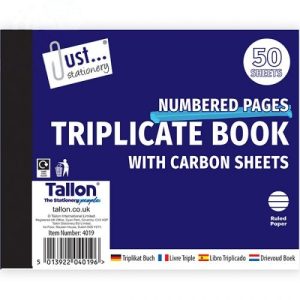 Just Stationery Numbered Ruled Carbon Triplicate Book 50 Sheets