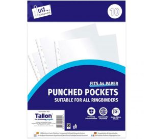Just Stationery Universally Punched Pockets Pack Of 10