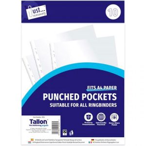 Just Stationery Universally Punched Pockets Pack Of 10