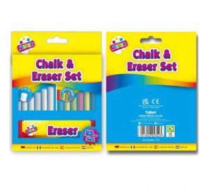 Artbox Assorted Colour Chalk And Eraser Set 25pc