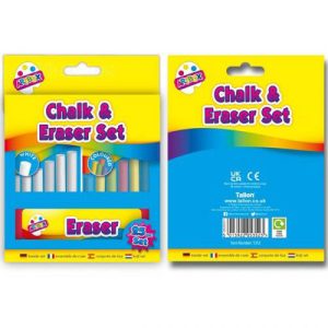 Artbox Assorted Colour Chalk And Eraser Set 25pc