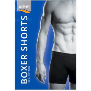 Everyday Men's Black 100% Cotton Boxer Shorts