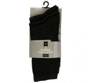 Farley Mill Women's Size 4-6 Black Ankle Socks Pack Of 3