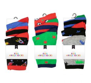Farley Mill Boy's Assorted Size Fashion Ankle Socks Pack Of 3