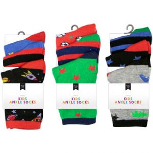 Farley Mill Boy's Assorted Size Fashion Ankle Socks Pack Of 3