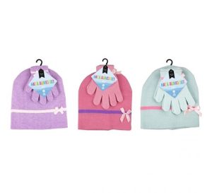 Farley Mill Girl's Beanie Hat & Glove Set 3pc