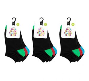 Farley Mill Assorted Colour Size 4-6 Boys' Black Trainer Socks Pack Of 3