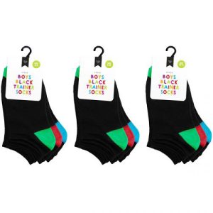 Farley Mill Assorted Colour Size 4-6 Boys' Black Trainer Socks Pack Of 3