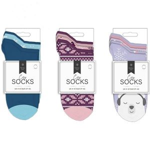 Farley Mill UK 4-8 Ladies Printed Cosy Socks Pack Of 5