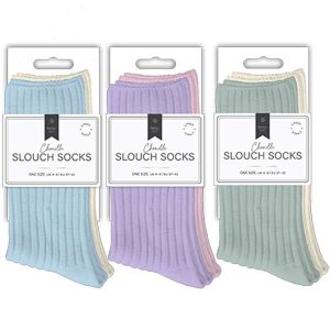 Farley Mill UK 4-8 Ladies Plain Chenille Ribbed Slouch Socks Pack Of 2