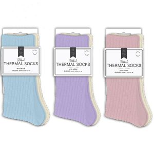 Farley Mill UK 4-8 Ladies Plain Ribbed Thermal Wool Socks Pack Of 2