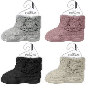 Farley Mill Ladies Faux Fur-Lined Memory Foam Slipper Boots