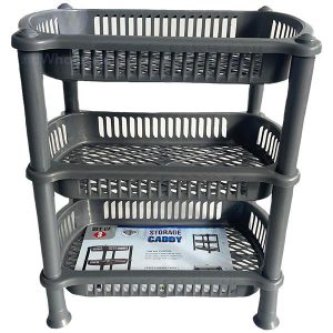 Three Tier Storage Basket Caddy Silver