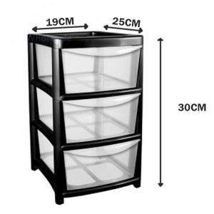 Black 3 Tier Mini Tower Drawer Unit