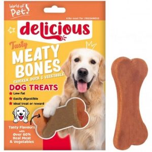 World Of Pets Meaty Bone-Shaped Dog Treat Pack of 4 80g
