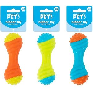 World Of Pets Textured Rubber Dumbbell Puppy Toy 13cm