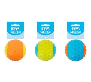 World Of Pets Squeaky Textured Rubber Ball Puppy Toy 6.5cm