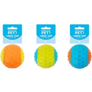 World Of Pets Squeaky Textured Rubber Ball Puppy Toy 6.5cm