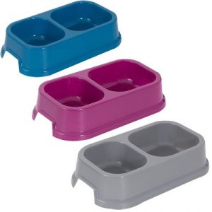 World Of Pets Plastic Double Pet Bowl 250ml
