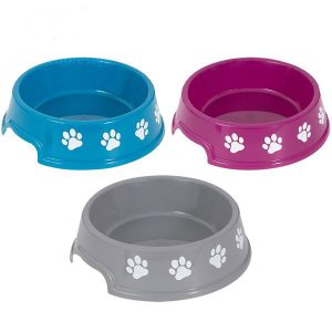 World Of Pets Round Plastic Pawprint Pet Bowl 750ml