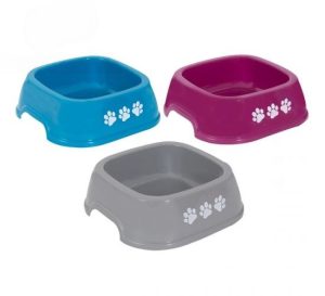 World Of Pets Square Plastic Pawprint Pet Bowl 750ml