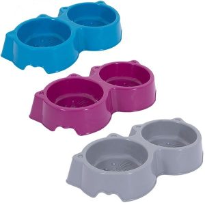 World Of Pets Plastic Double Cat Face Pet Bowl 200ml
